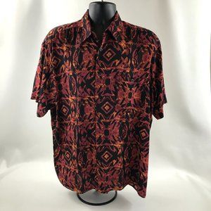Vintage John Henry Abstract Pattern Button Up Casual Club DJ Shirt 90s Y2K Sz L